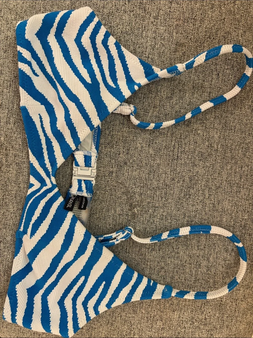 triangl swimwear Blue and White Zebra Textured Bikini